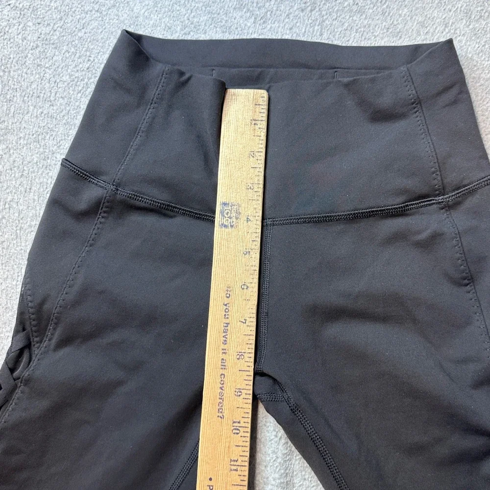 Lululemon Leggings Womens 6 High Rise Lattice Mesh Black Side Pockets Athletic